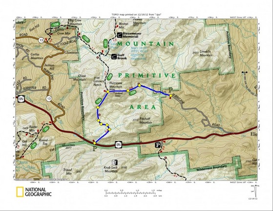 Map of Hurricane Mountain Trails